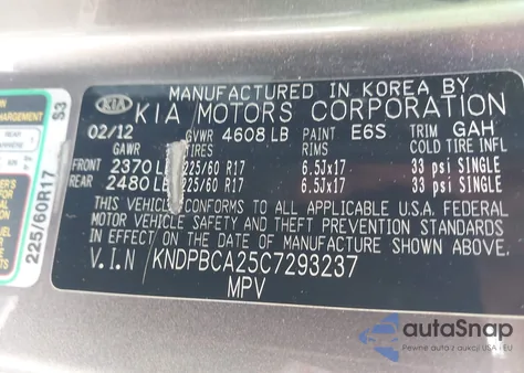 2012 Kia Sportage Lx from USA, damaged, VIN KNDPBCA25C7293237